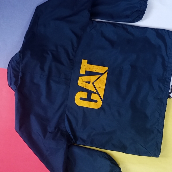 Vintage Other - Vintage 90s Cat Equipment Big Logo Windbreaker Jacket UNISEX BLUE